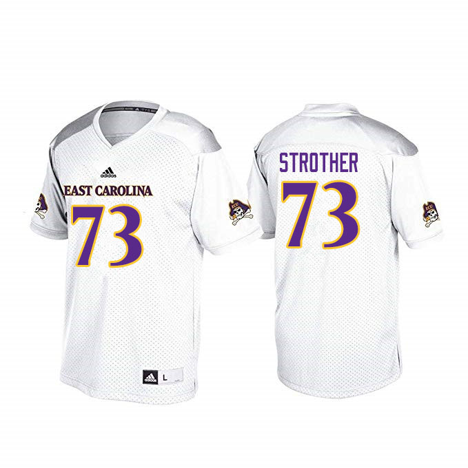 Men #73 Nishad Strother ECU Pirates College Football Jerseys Sale-White - Click Image to Close